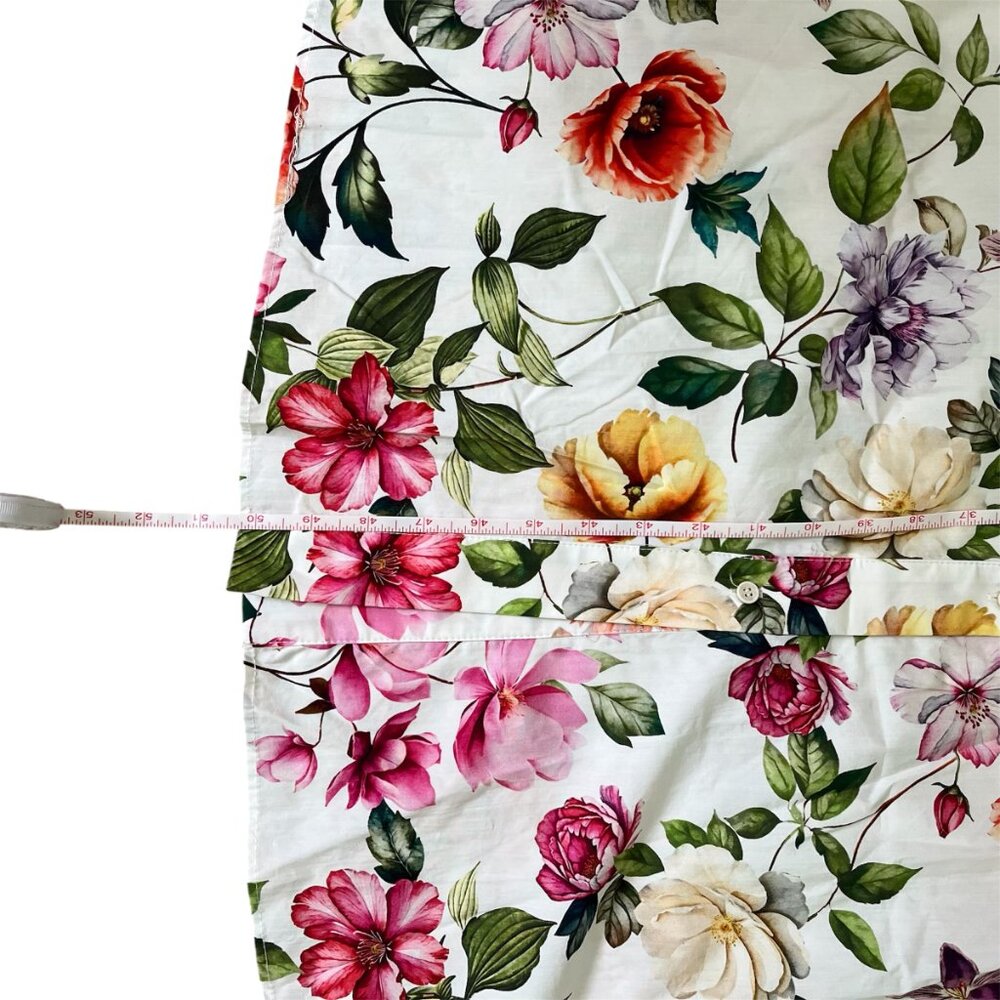 ZARA Women's Midi Dress Size XL Cotton Poplin Print Tie Sleeves Belted Floral - Picture 9 of 12